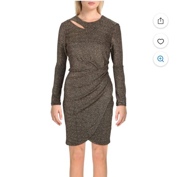 DKNY Metallic Faux-Wrap Sheath Dress sz 12 - Picture 7 of 12
